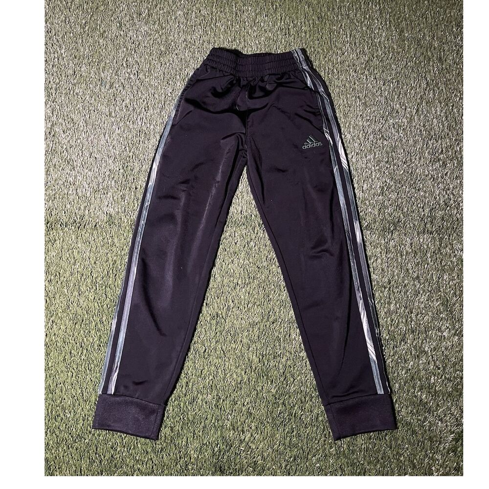 adidas Track Pants Black Boy’s Size S Drawstring Side Stripes Athletic